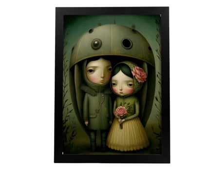 NACNIC Poster Pareja En Estilo Surrealismo Cinematográfico Ilustraciones Y Grabados De Historieta Abstracta Y Artística A4 Marcos Blancos