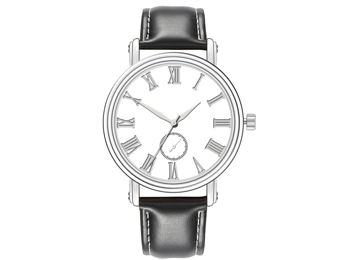 Reloj De Cuarzo Masculino Moda Con Cinturón De Piel Artificial Casual (negro+blanco)