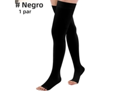 1 par de calcetines de compresión de 20-30 mm, hasta el muslo, sin pies. Mdug (negro, talla 4XL)