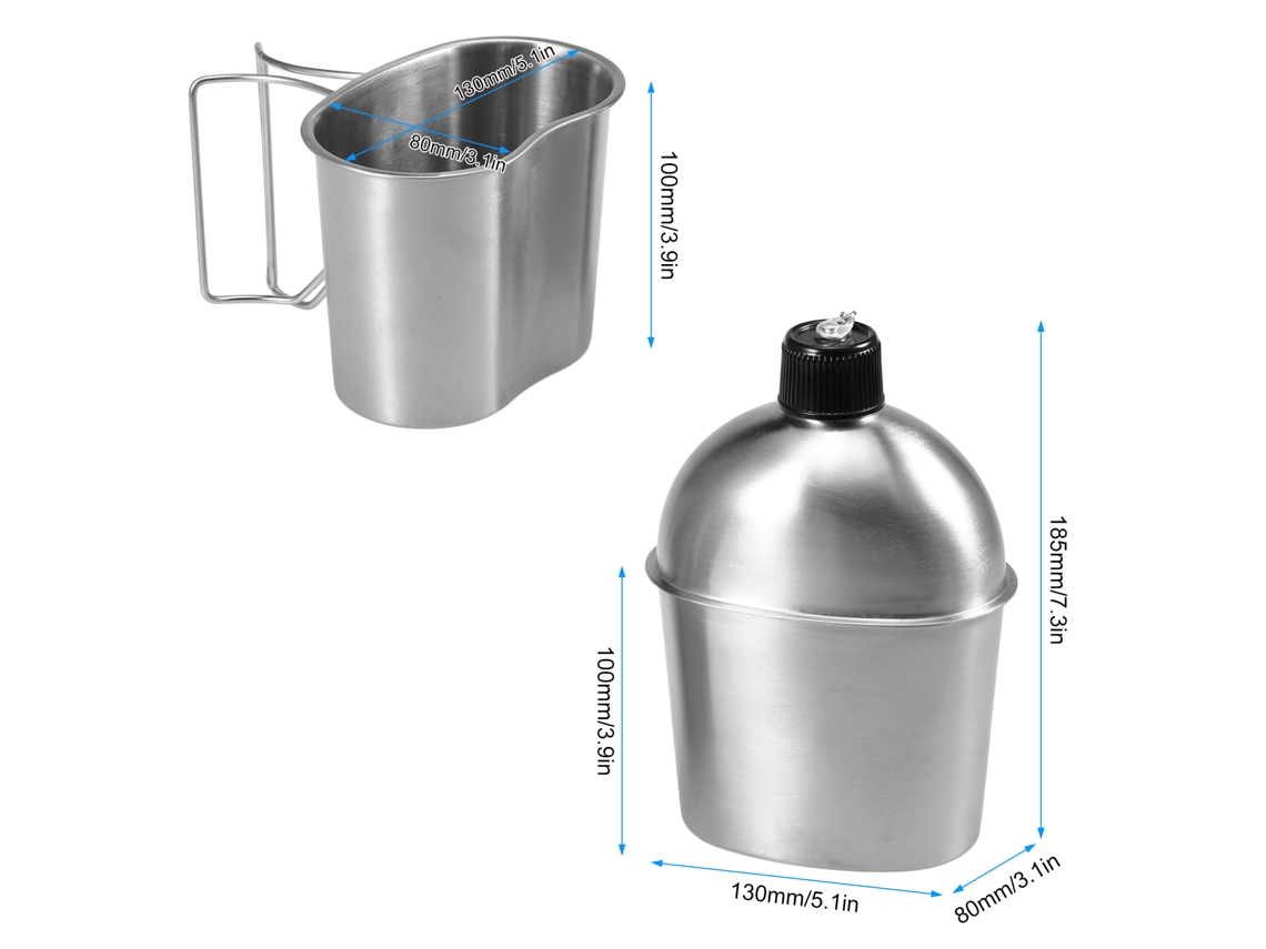 Mali garrafa de Campanha de Aço Inoxidável Portátil com Conjunto de Copo para Camping Hiking Sobrevivência Outdoor