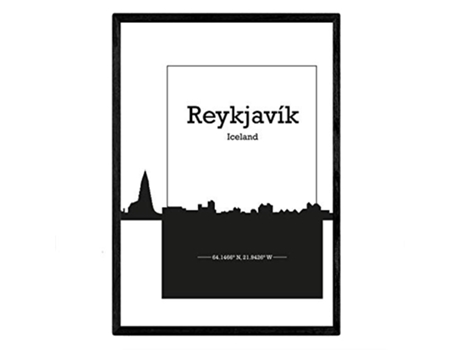 Poster NACNIC Mapa de Reykjavik Islandia (A3)