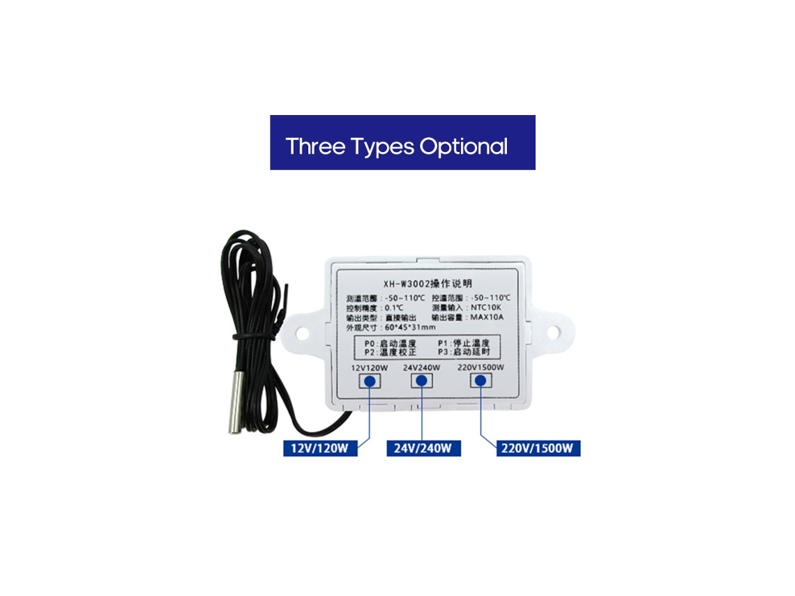 Controlador Digital Inteligente De Temperatura Xh-w3002 Con Sonda Resistente Al Agua