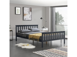 Cama de Matrimonio [ES.CASA] (208 x 188 x 82 cm - Madera de Pino - Gris)