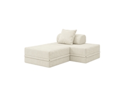 Sofá Modular 2 Lugares + Puff Convertible Veludo Regular Beige