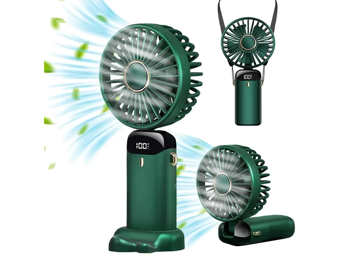 Mini ventilador portátil USHION N15 de 5 velocidades, ajustable a 90 grados, color verde