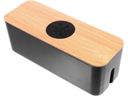 Caja Redonda De Plástico Negro Para Gestión De Cables Con Agujeros, Organiza Y