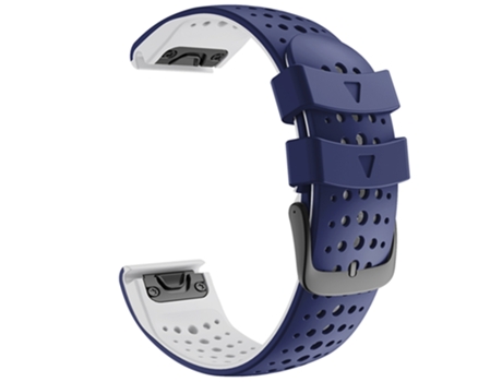 Correa de reloj inteligente para Garmin Fenix 6 Silicona bicolor de liberación rápida con orificio redondo (Azul Blanco)