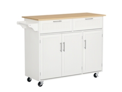 Isla De Cocina Con 2 Cajones Y 6 Puertas, Roble Blanco, 121x46x91