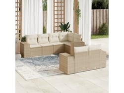 Conjunto de sofá de jardín de 7 piezas con cojines, mimbre sintético beige, Dkd Home Decor