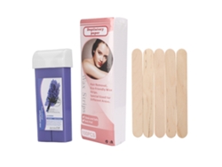 Kit Depilatorio Con Cera 100g, 100 Papeles Depilatorios Y 5 Espátulas De Madera (lavanda)