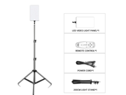 Luz de vídeo LED, brillo ajustable, control de temperatura bicolor, trípode de 200 cm.