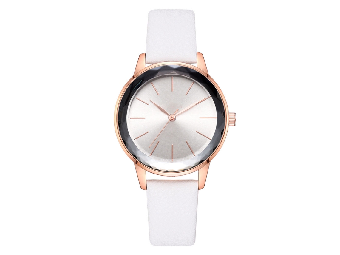 Reloj De Pulsera De Cuarzo Para Mujer Con Correa De Pu, Estilo Sencillo, Esfera Redonda Blanca.