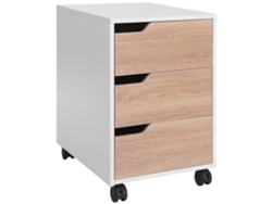 Archivador De Oficina Con 3 Cajones, Roble Blanco.