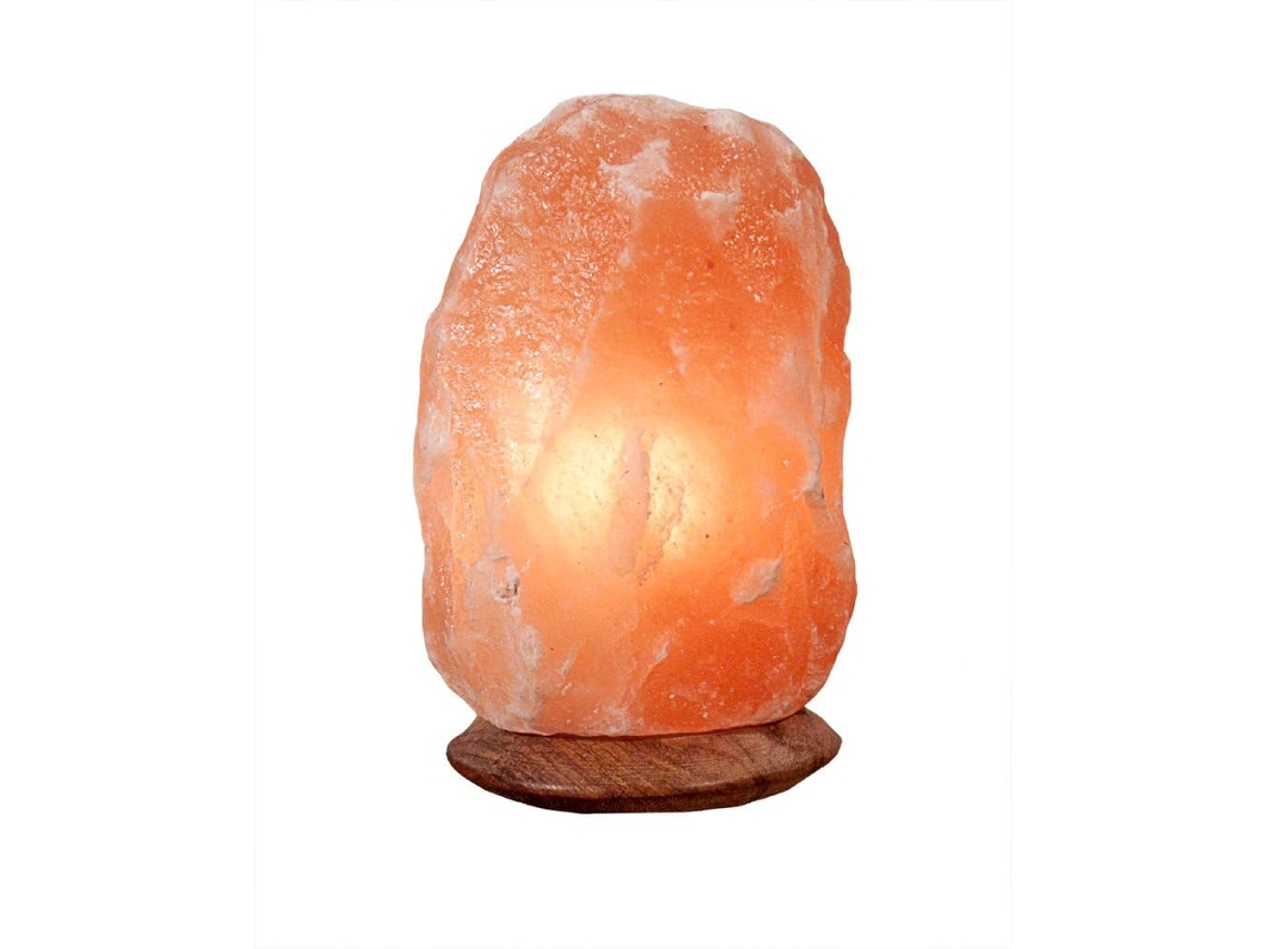 Lámpara de sal de cristal del Himalaya regulable, lámpara de sal natural del Himalaya con base de madera artesanal, auténtica sal rosa del Himalaya con beneficios para la salud.