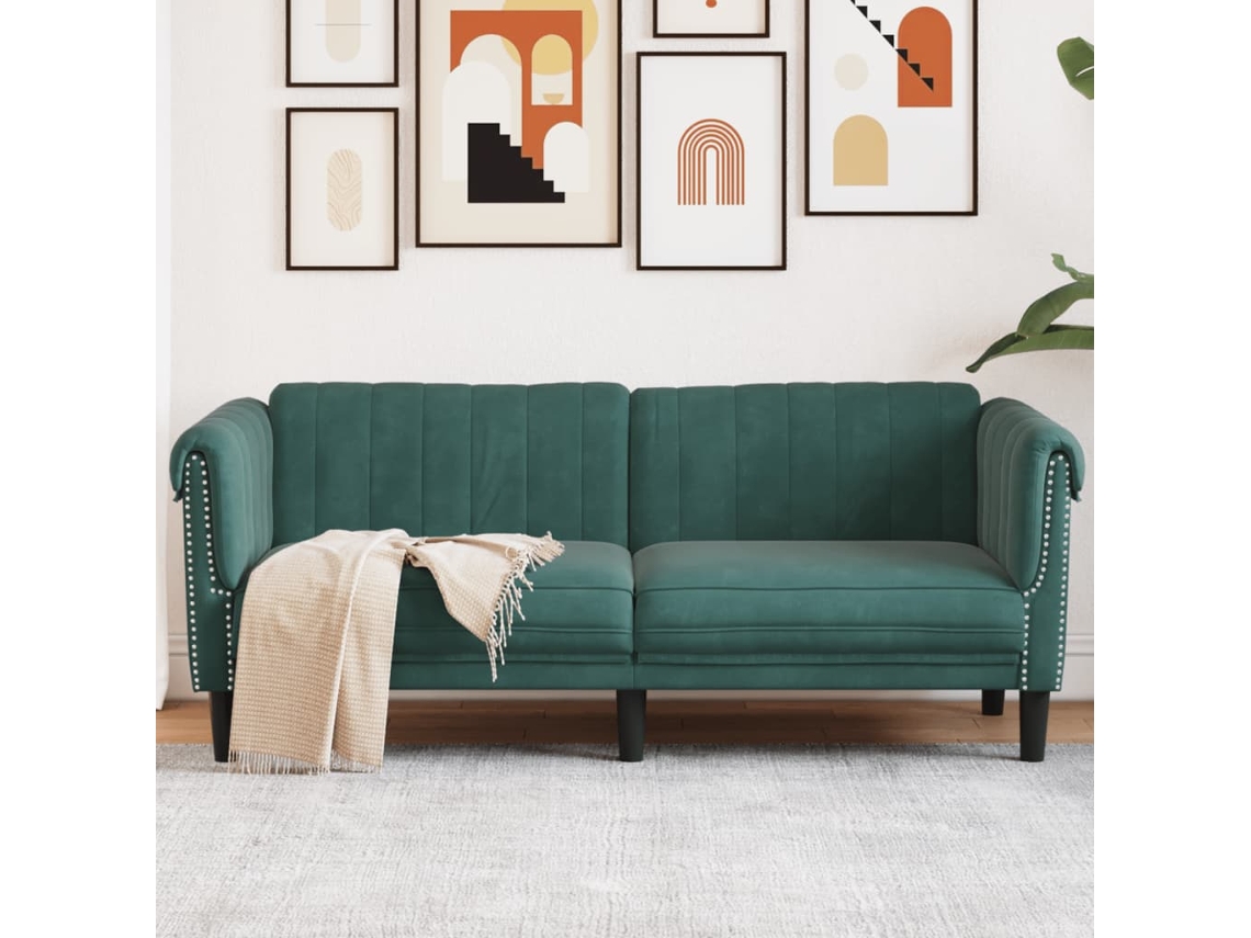 Sofá De 2 Plazas | Sofá De Salón | Sofá De Descanso Terciopelo Verde Oscuro Wsd703128