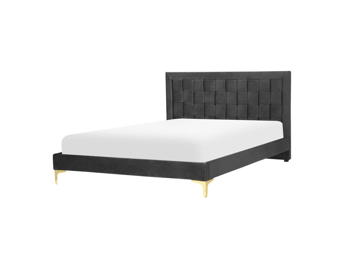 Cama con somier BELIANI Limoux de Terciopelo Negro 147x213x96