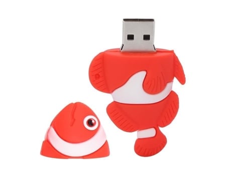 HURRISE Memoria USB de Dibujos Animados Disco de USB de Dibujos Animados Pez Payaso Rojo Apariencia Dispositivo de Memoria Flash USB