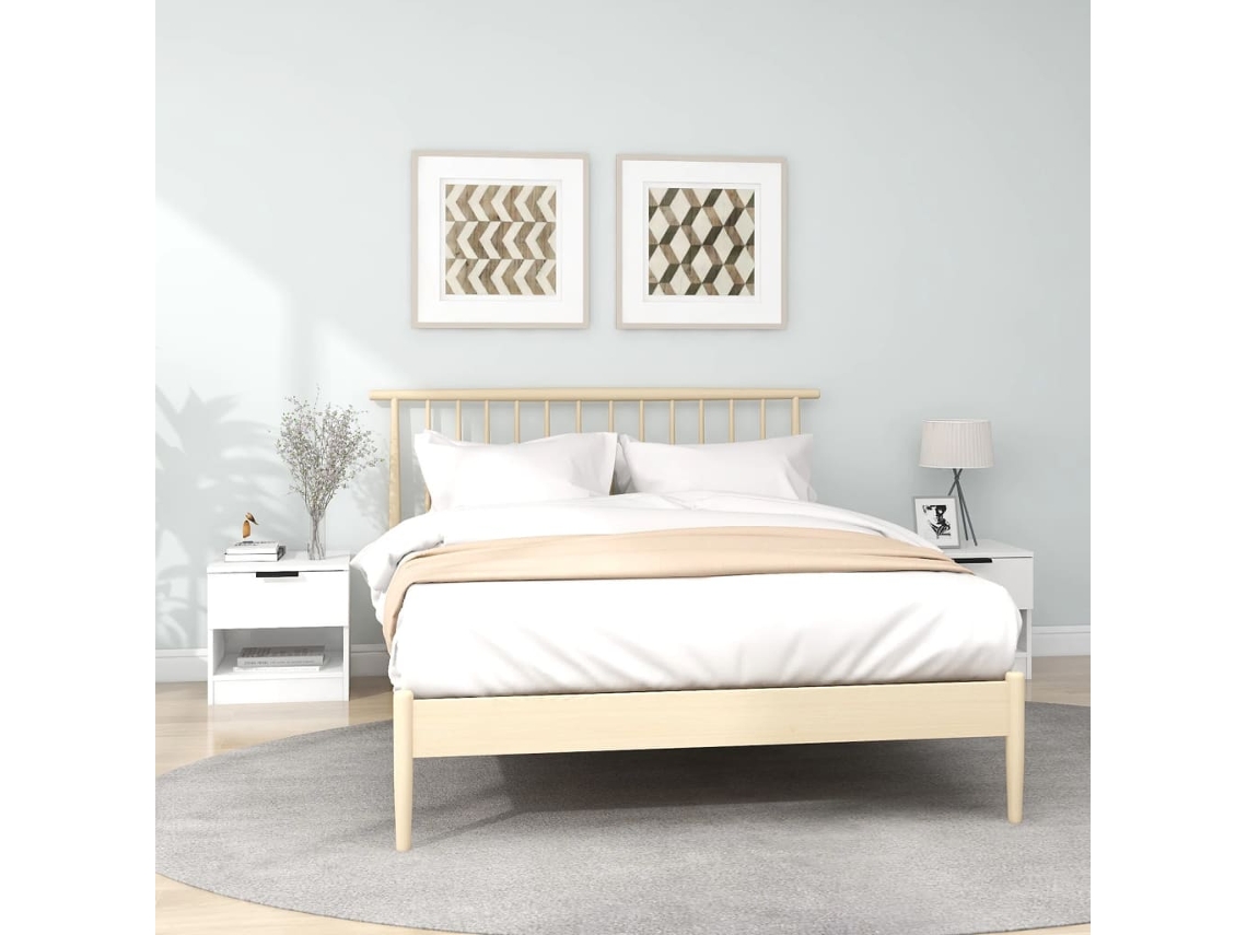 Mesitas de Noche LOVELY HOME Mesinha 2 Pcs Madeira Processada Branco
