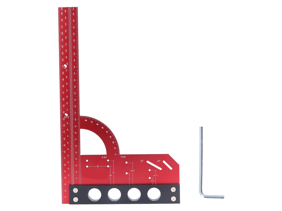 Regla de ángulo recto de aluminio multifuncional para carpintería de 300 mm