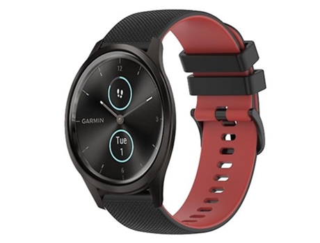 Correa Para Garmin Garminmove Style 20mm Correa De Reloj De Silicona A Cuadros De Dos Colores Negro-Rojo VENISYMLIS