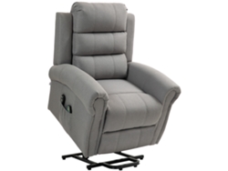 Sillón reclinable con ajuste de altura de 8 posiciones, masaje y calefacción - Lino gris claro