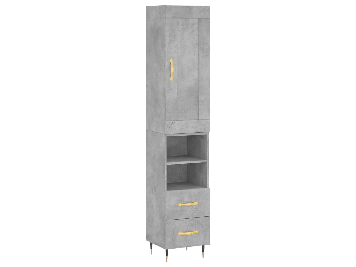 Armario alto, madera procesada, gris cemento, 34,5 x 34 x 180 cm, MAISON EXCLUSIVE