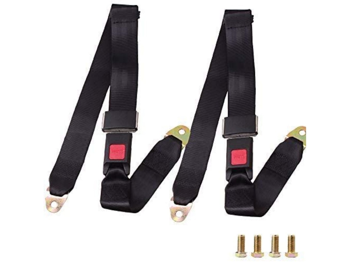 2 Cinturones De Seguridad Universales De Dos Puntos Para Automóvil - Aproximadamente 120 Cm, Versión Premium 128 Cm - Con Tornillos