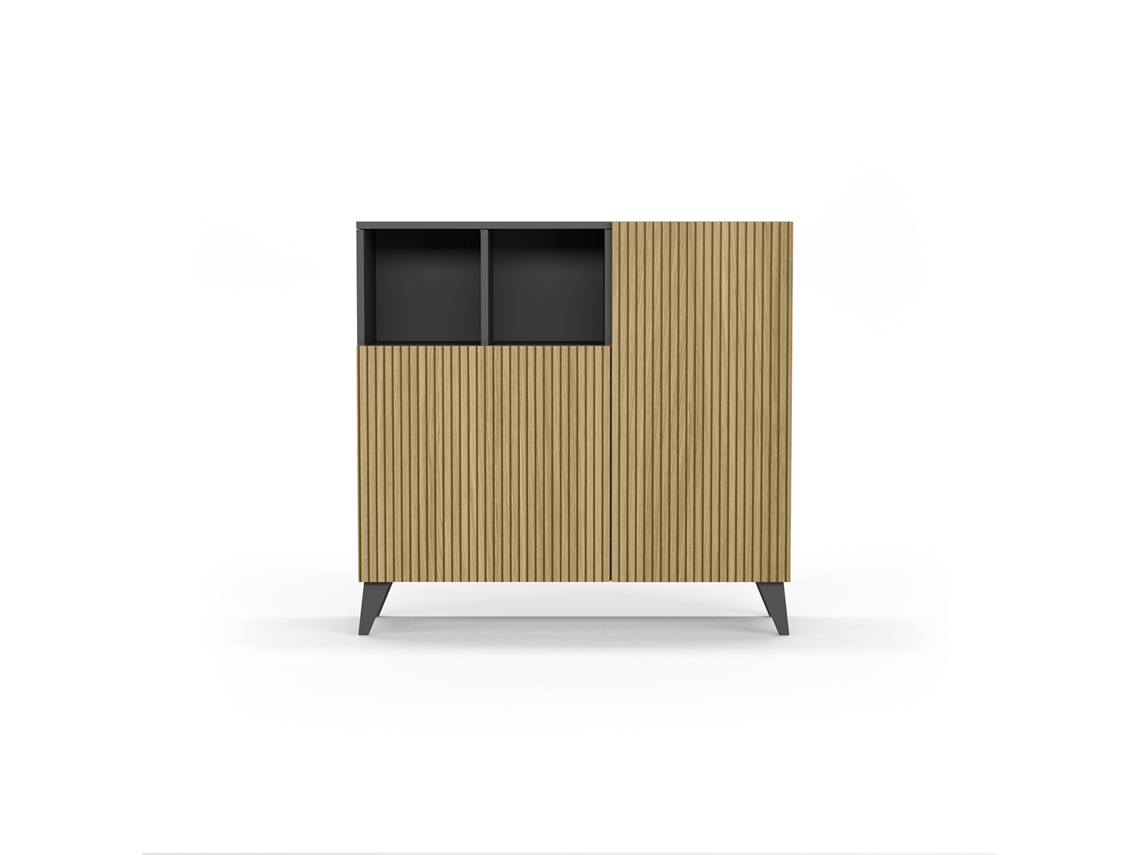 Mueble zapatero HERDASA Moss Gris grafito, puertas vallado (87 x 90 x 27 cm)