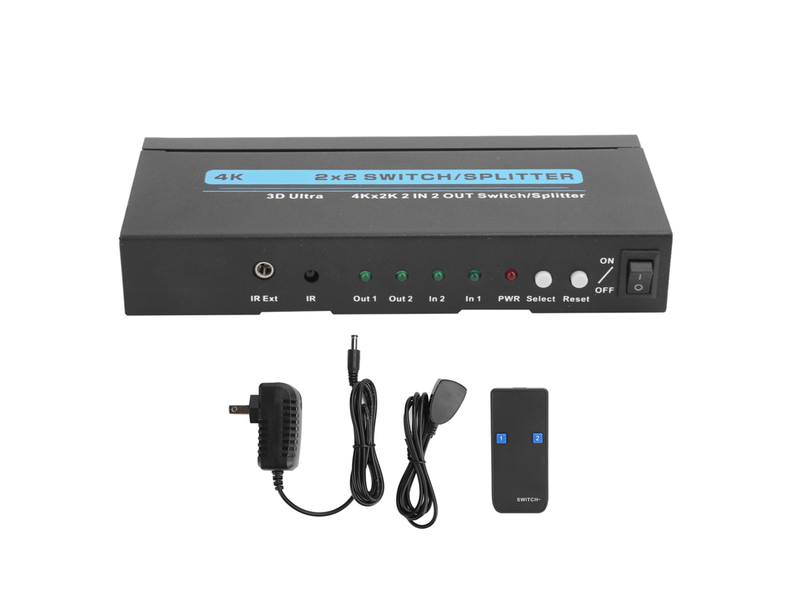 Conmutador Hdmi 2 Entradas 2 Salidas 4k Sincronización De Audio Splitter De Interfaz Multimedia Hd