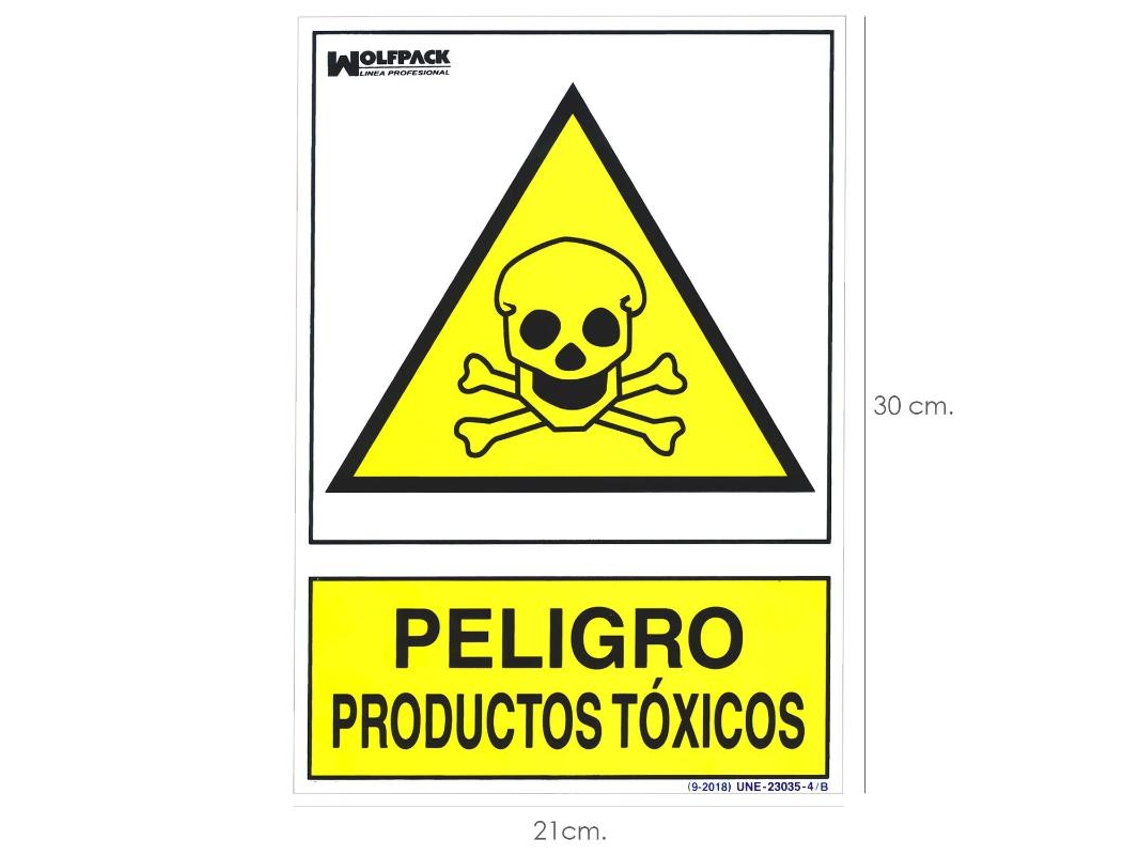 Cartel peligro productos toxicos 30x21cm.