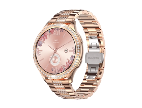 EKO 5.2 Reloj conectado con antirrobo y correa de malla con strass Dorado