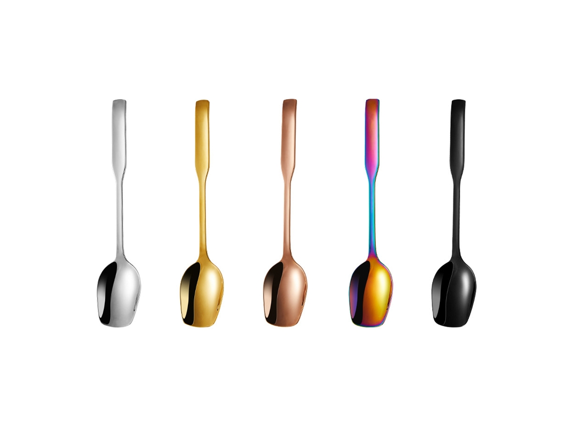 Juego de 5 cucharas de café de acero inoxidable: 5 colores, cubiertos para café, azúcar, sopa y postre TRUYUETY