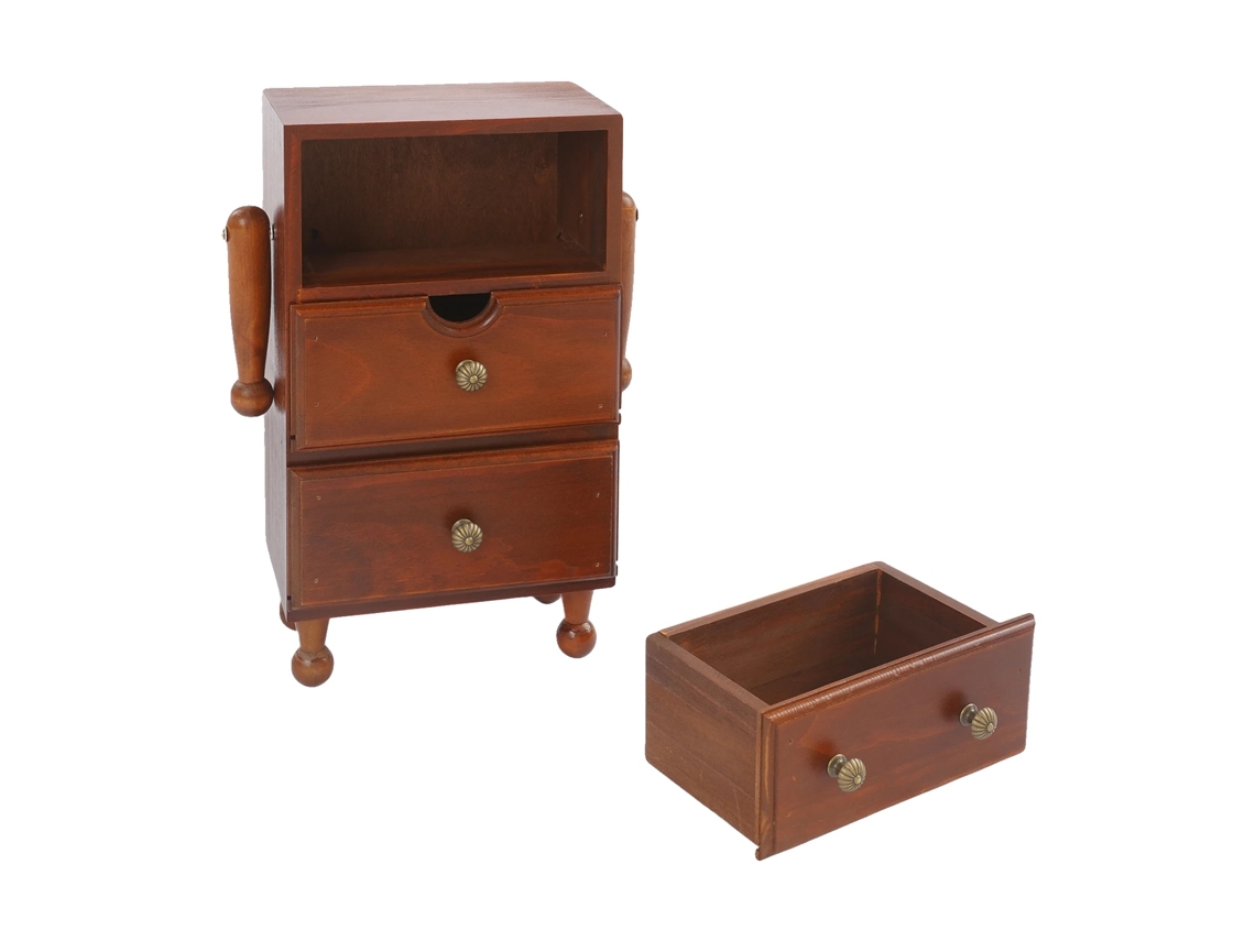 Gabinete de almacenamiento de madera de pino de 3 niveles, color chocolate (OEM)