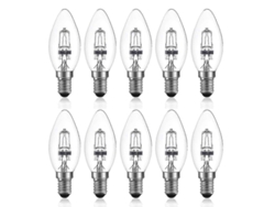 Bombilla Halógena Tipo Vela De 42 W, E14, C35, Ca, 220-240 V, Regulable, Luz Blanca Cálida De 2700 K (10 Unidades)