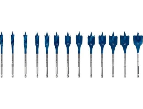 Conjunto de Brocas Planas BOSCH Expert Selfcut Speed - 10-12-13-14-16-18-20-22-24-25-28-30-32 mm - 13 Un para Conjunto de Taladros de Impacto