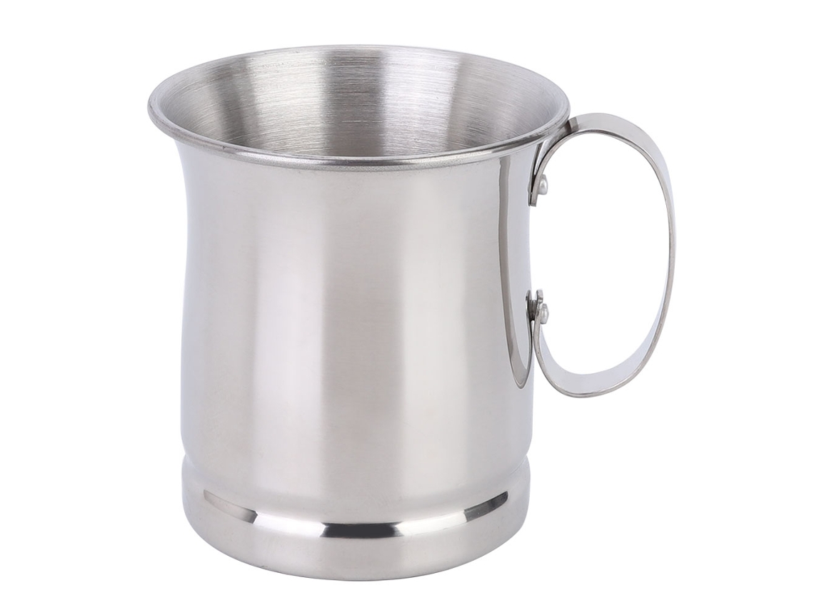 Vaso de acero inoxidable duradero de 500 ml para bar, café, cerveza y cócteles con asa y boca ancha.