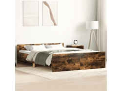 Estructura De Cama Con Cabecero Piecero Roble Ahumado 120x200cm