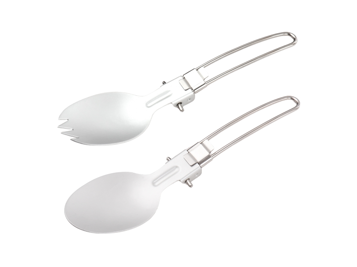 Juego De Utensilios De Camping Plegables Portátiles De Acero Inoxidable Con Cuchara Y Tenedor-cuchara Para Acampar Y Hacer Senderismo.