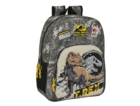 Mochila Escolar JURASSIC WORLD Warning (Gris - Poliéster 300D)