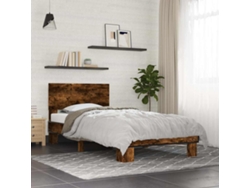 Estructura Cama Madera Ingeniería Metal Roble Humo 75x190 Cm