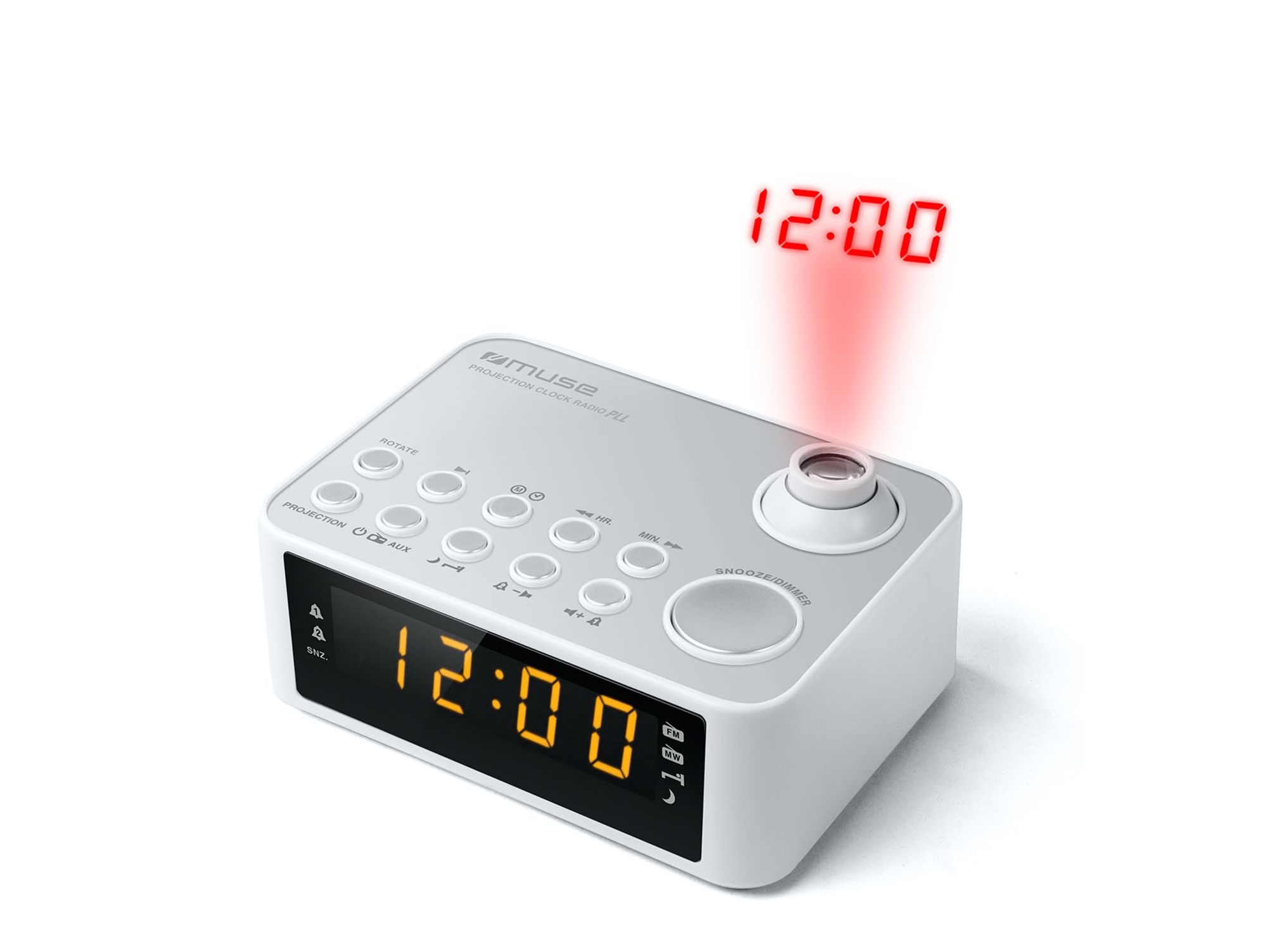 Radio Despertador MUSE M-178 PW (Blanco - PPL - FM/MW - Pilas y Corriente - Alarma Doble - Función Snooze)