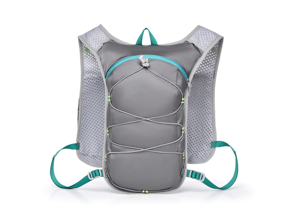 Mochila de gran capacidad (gris), adecuada para ciclismo, montañismo, maratones y senderismo.