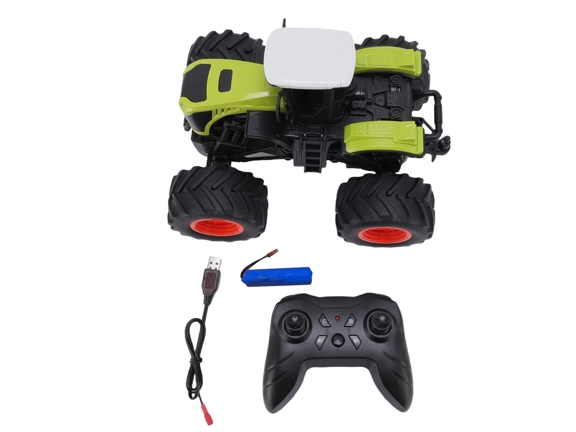 Tractor De Juguete Recargable Con Control Remoto De 2,4 Ghz, Luces, Neumáticos Tpr Para Bebés, Batería Incluida.