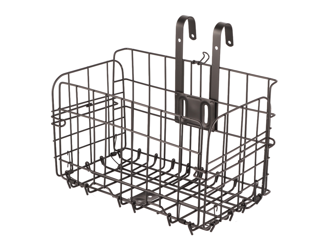 Cesta de bicicleta de acero, desmontable, antimanchas, color negro