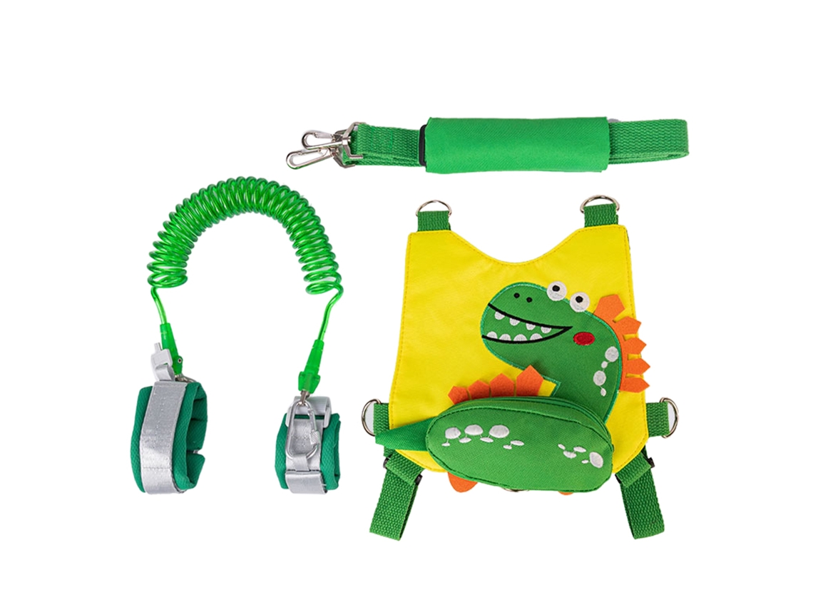 Arnês De Segurança Para Crianças Com Corda Elástica 2m Cute Dinosaurio Ajustável Amarelo