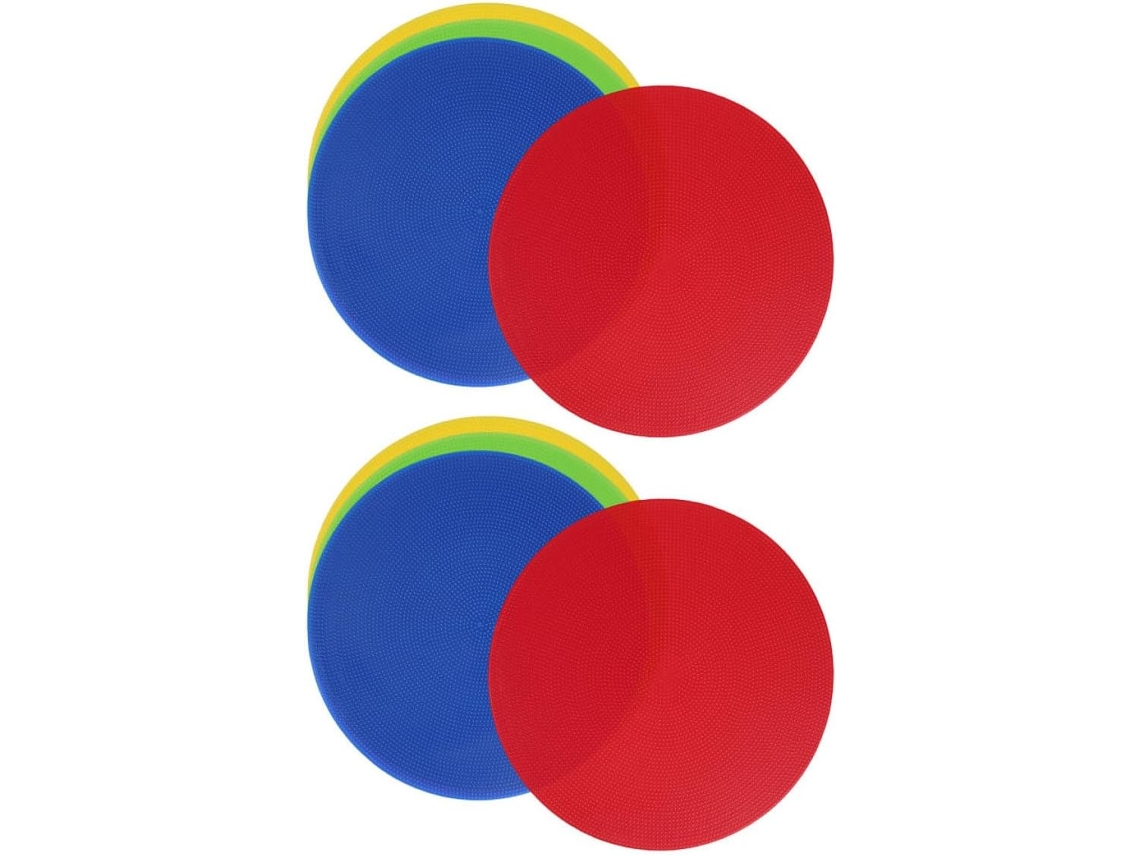 Juego de 8 conos planos antideslizantes de 23 cm para entrenamiento de agilidad en exteriores.