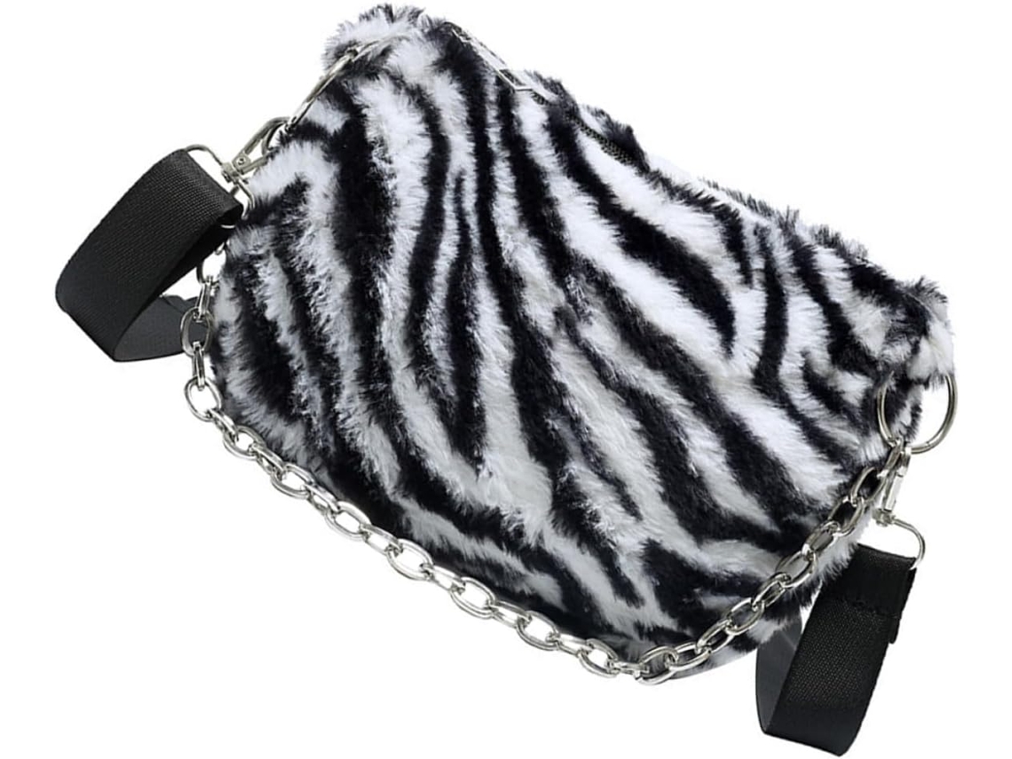 Bolso De Hombro Negro De Felpa Para Mujer, Diseño Sencillo, Ligero Y Práctico Para Guardar Objetos.