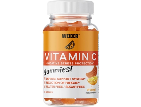 Complemento Alimentar WEIDER Vitamin C Upummies De Vitamina C-Sin Azúcares Y Libre De Gluten (Coco, Naranja - 84 g)