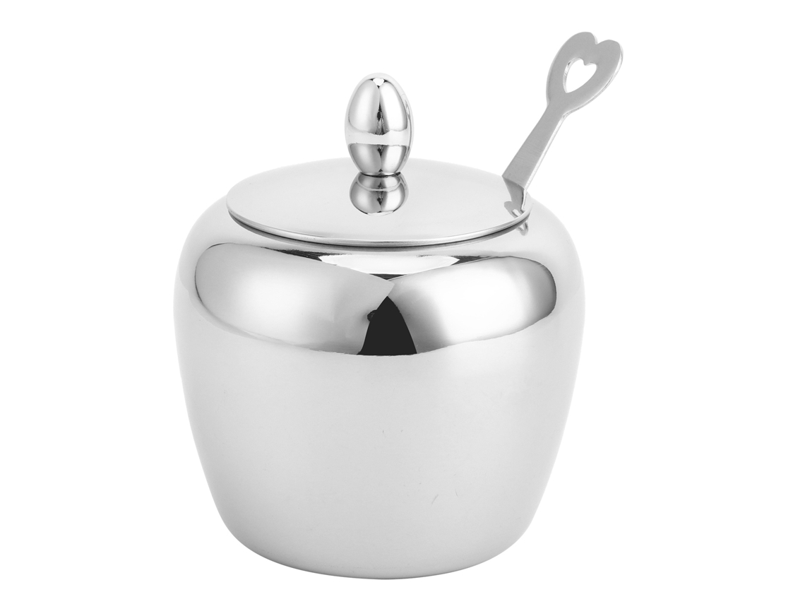 Azucarero de acero inoxidable 304 con cuchara y utensilios para sal y pimienta.