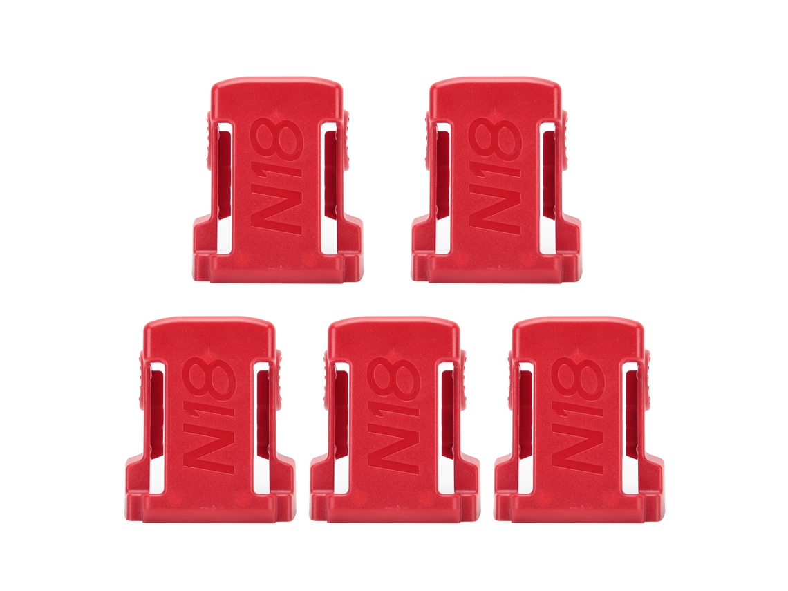 5 Soportes Para Baterías Con Cabeza Hexagonal Para Baterías De Litio Milwaukee Serie M18, Color Rojo.